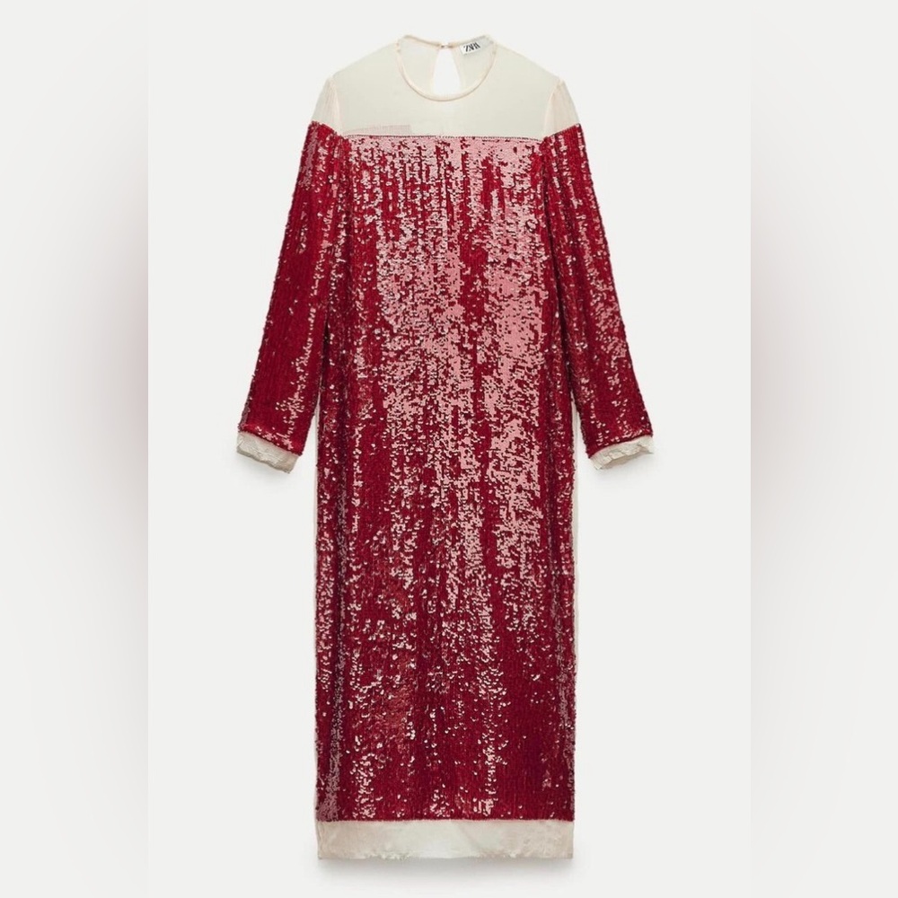 ZARA SEQUIN CHIFFON DRESS ZW COLLECTION - Picture 2 of 12